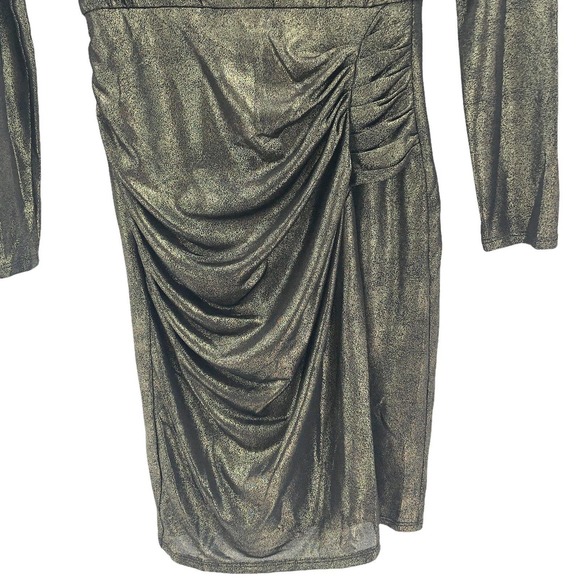 ASTR the Label NWOT Womens Size Small Ruched Mini Dress Gunmetal Gold Going Out - Picture 4 of 9